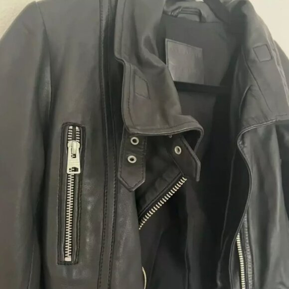 All Saints Bales Leather Biker Jacket, Size 2, Black. - Picture 10 of 11